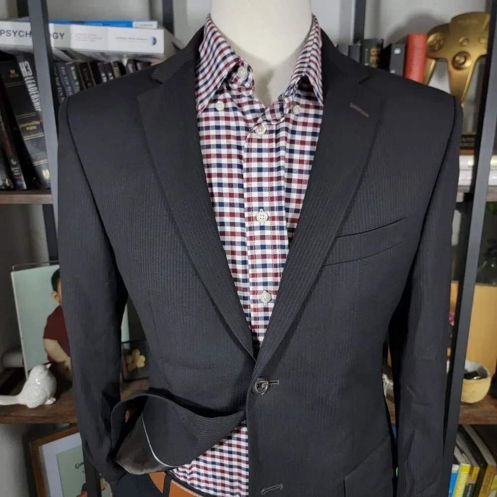 S.Cohen Performance Men's Sport Coat Blazer Two Button Brown Black‎ Wool 39R
